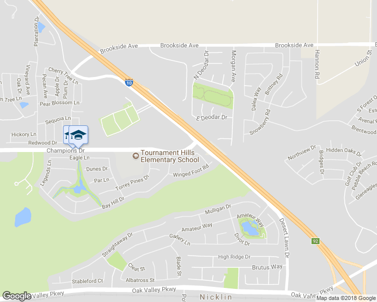 map of restaurants, bars, coffee shops, grocery stores, and more near 37165 Champions Drive in Beaumont