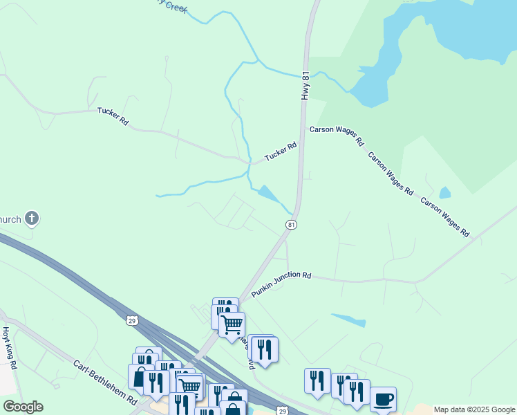 map of restaurants, bars, coffee shops, grocery stores, and more near 761 Loganville Highway in Winder