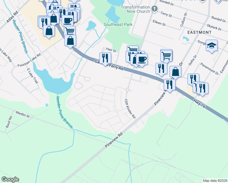 map of restaurants, bars, coffee shops, grocery stores, and more near 119 Beacons Field Road in Columbia