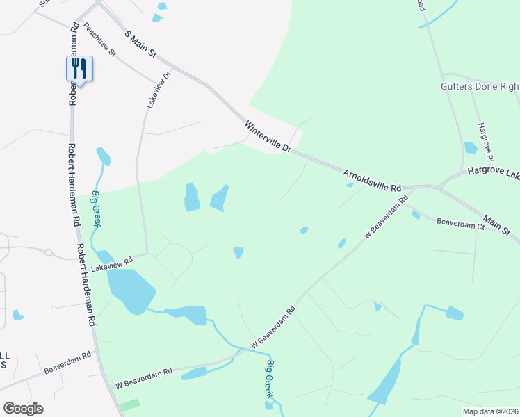 map of restaurants, bars, coffee shops, grocery stores, and more near 1147 Arnoldsville Road in Winterville