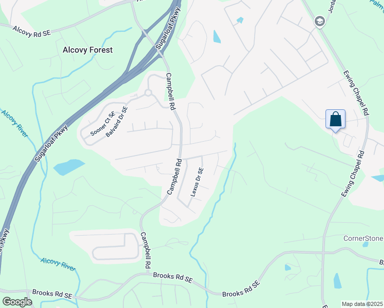 map of restaurants, bars, coffee shops, grocery stores, and more near 1550 Misty Valley Drive Southeast in Lawrenceville