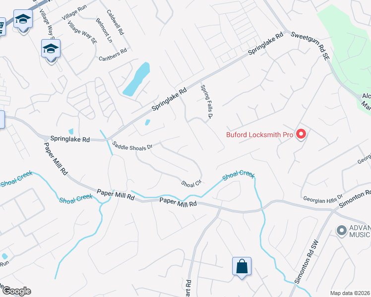 map of restaurants, bars, coffee shops, grocery stores, and more near 571 Saddle Path Bend in Lawrenceville