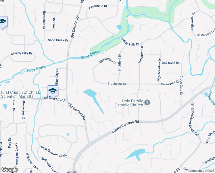 map of restaurants, bars, coffee shops, grocery stores, and more near 3280 Brookview Drive in Marietta