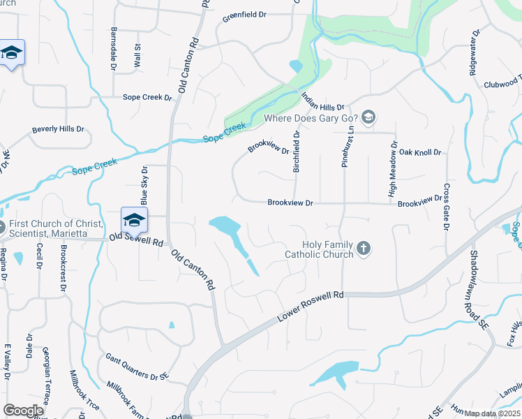 map of restaurants, bars, coffee shops, grocery stores, and more near 3270 Brookview Drive in Marietta