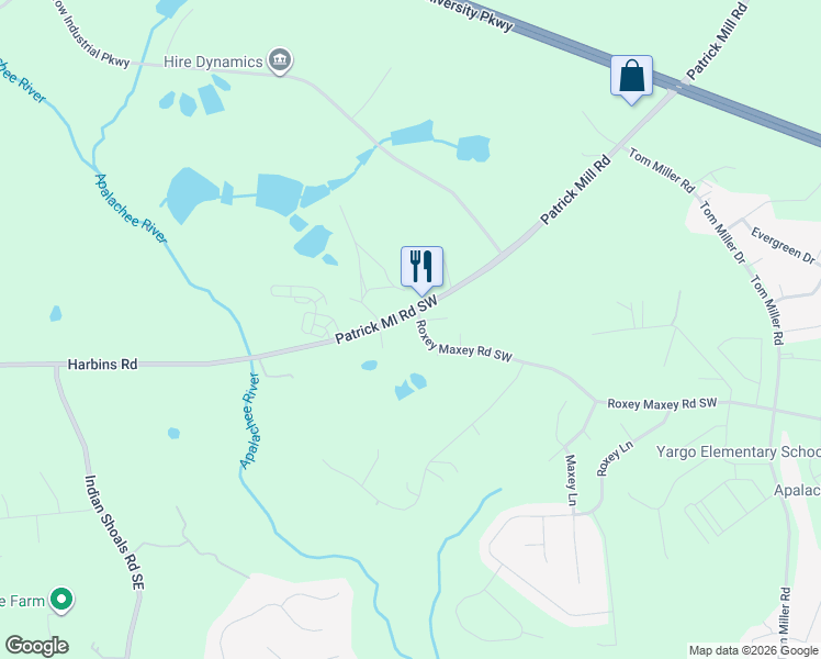 map of restaurants, bars, coffee shops, grocery stores, and more near 1214 Roxey Maxey Road Southwest in Winder