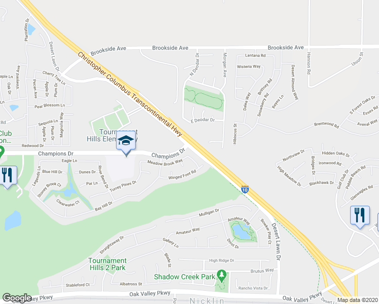 map of restaurants, bars, coffee shops, grocery stores, and more near 11514 Bunker Place in Beaumont
