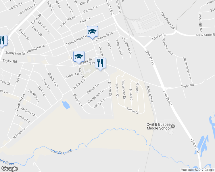 map of restaurants, bars, coffee shops, grocery stores, and more near 204 South Eden Drive in Cayce