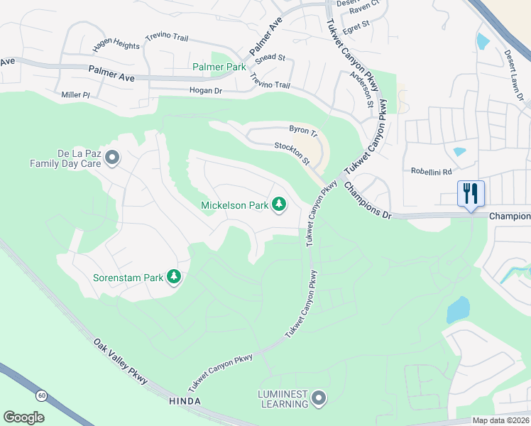 map of restaurants, bars, coffee shops, grocery stores, and more near 11482 Jacobsen Road in Calimesa