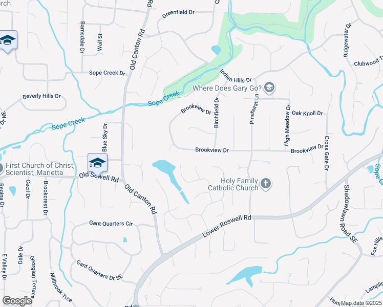 map of restaurants, bars, coffee shops, grocery stores, and more near 3270 Brookview Drive in Marietta