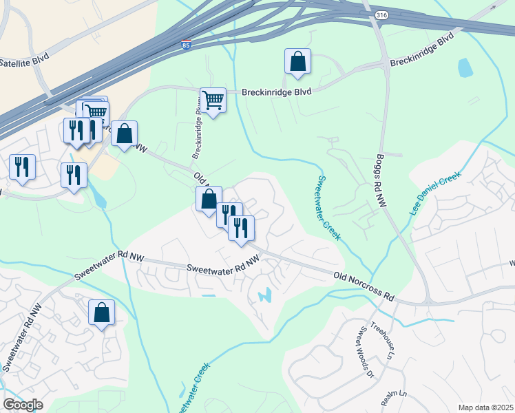 map of restaurants, bars, coffee shops, grocery stores, and more near 311 Arbor Drive in Duluth