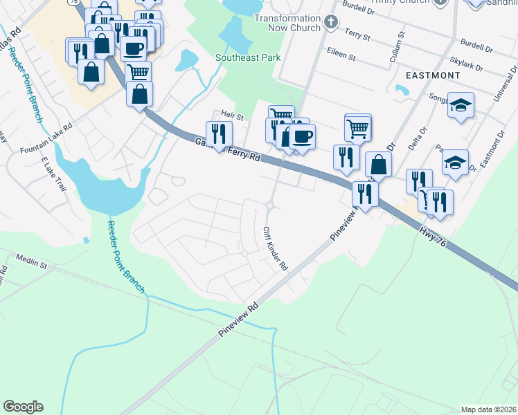 map of restaurants, bars, coffee shops, grocery stores, and more near 119 Beacons Field Road in Columbia