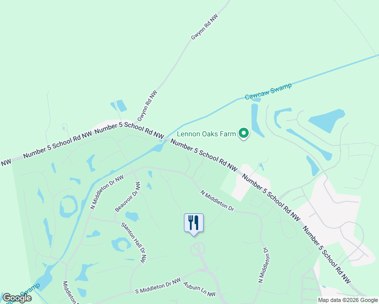 map of restaurants, bars, coffee shops, grocery stores, and more near 626 Ashton Court Northwest in Calabash