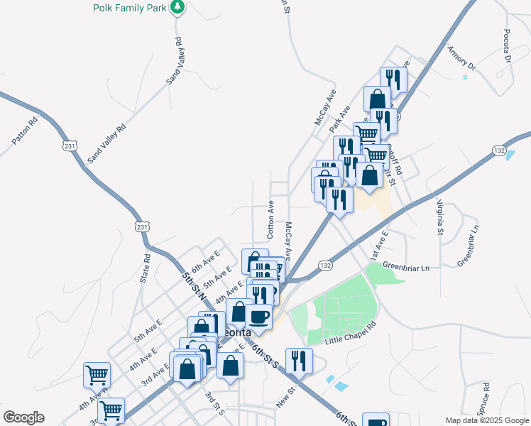 map of restaurants, bars, coffee shops, grocery stores, and more near 808 Cotton Avenue in Oneonta