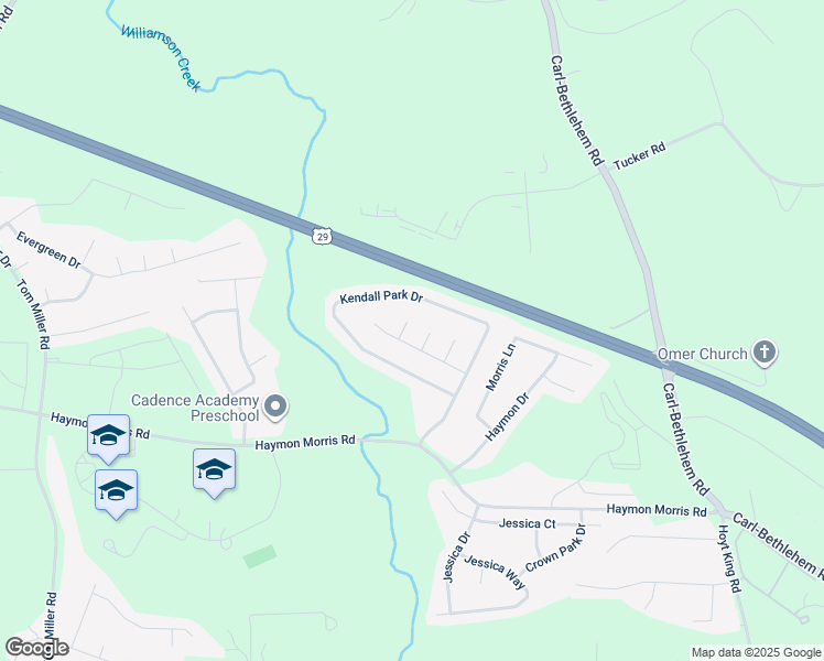 map of restaurants, bars, coffee shops, grocery stores, and more near 683 Spencer Court in Winder