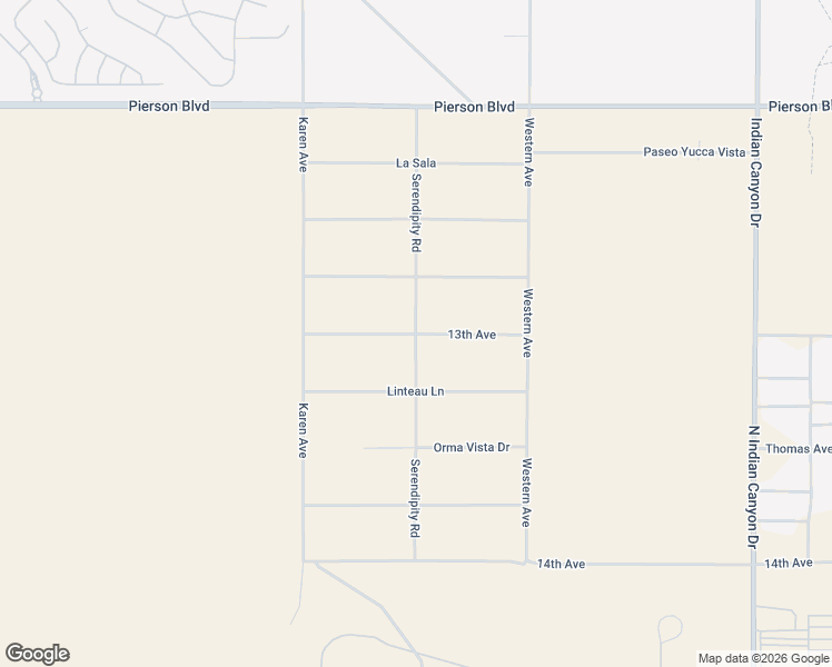 map of restaurants, bars, coffee shops, grocery stores, and more near Serendipity Road in Desert Hot Springs