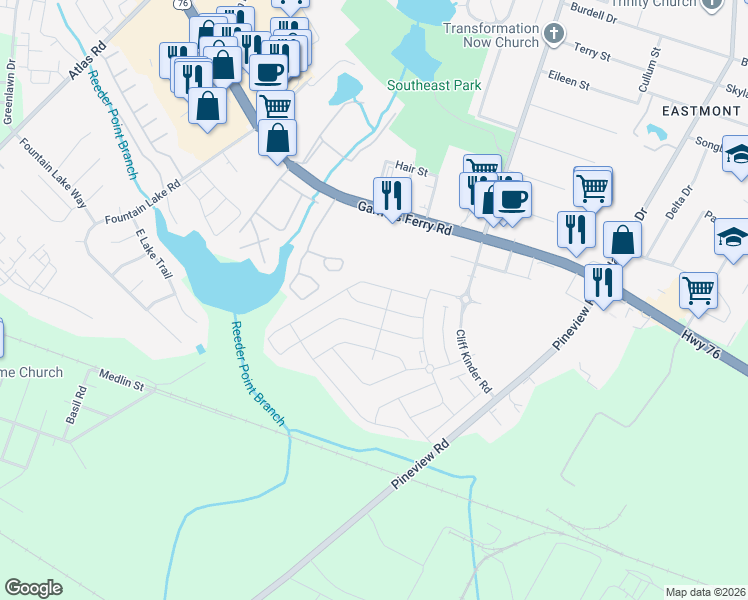 map of restaurants, bars, coffee shops, grocery stores, and more near 624 Scribes Lane in Columbia