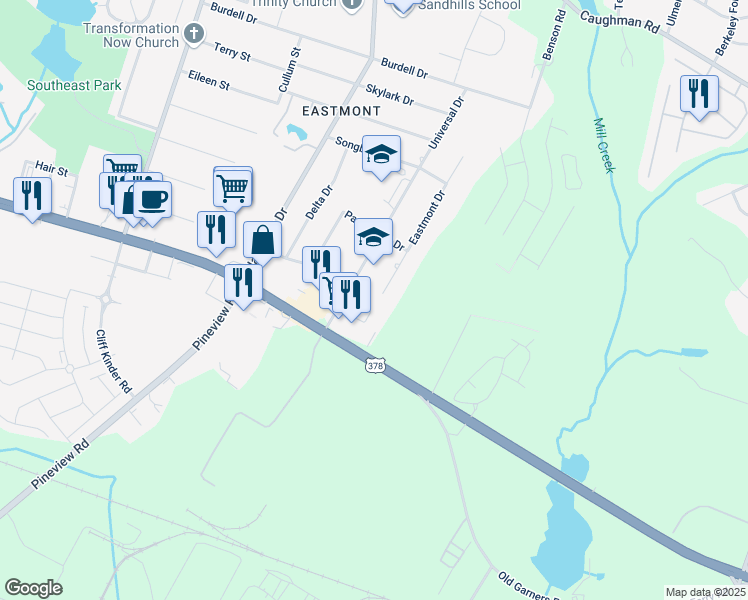 map of restaurants, bars, coffee shops, grocery stores, and more near 804 Eastmont Drive in Columbia