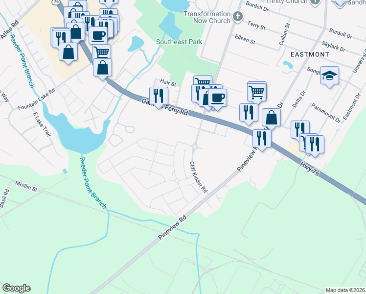 map of restaurants, bars, coffee shops, grocery stores, and more near 119 Beacons Field Road in Columbia