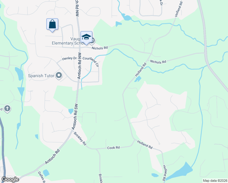 map of restaurants, bars, coffee shops, grocery stores, and more near 842 Holland Road in Powder Springs