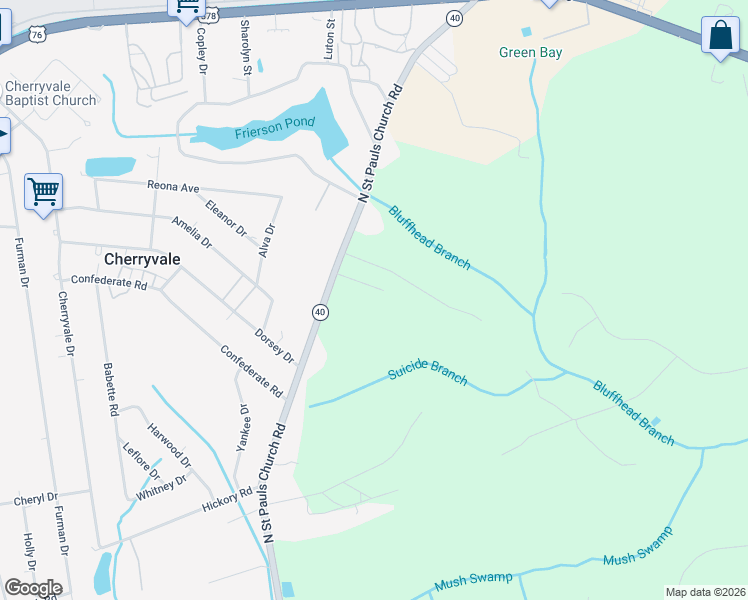map of restaurants, bars, coffee shops, grocery stores, and more near 3920 Charity Lane in Sumter