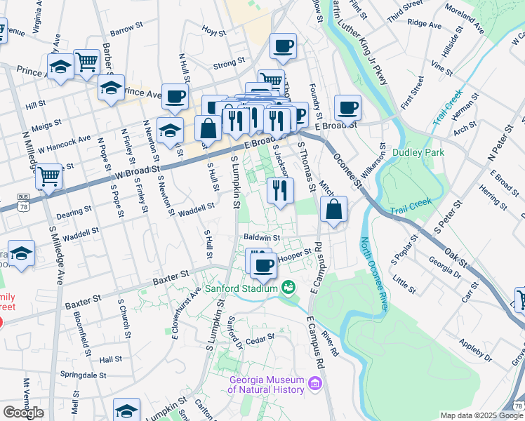 map of restaurants, bars, coffee shops, grocery stores, and more near in Athens
