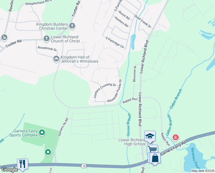 map of restaurants, bars, coffee shops, grocery stores, and more near 448 Hunters Crossing Drive in Hopkins