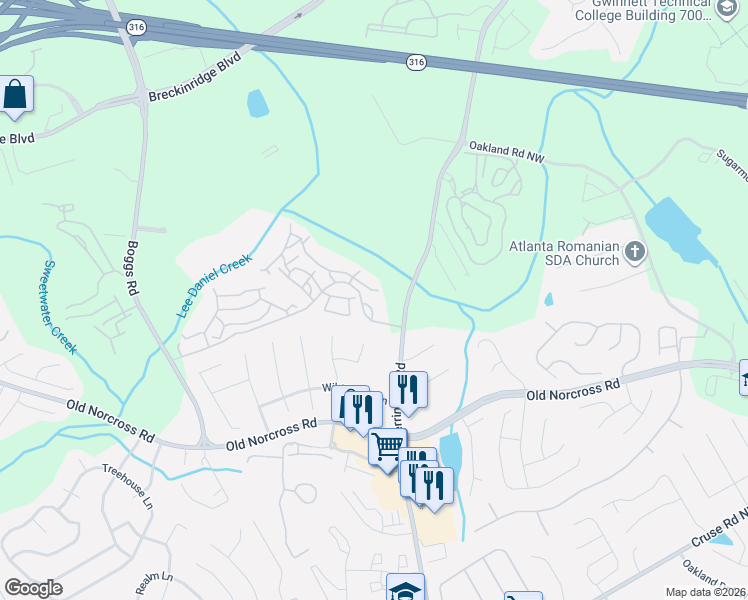 map of restaurants, bars, coffee shops, grocery stores, and more near 1335 Herrington Road in Duluth
