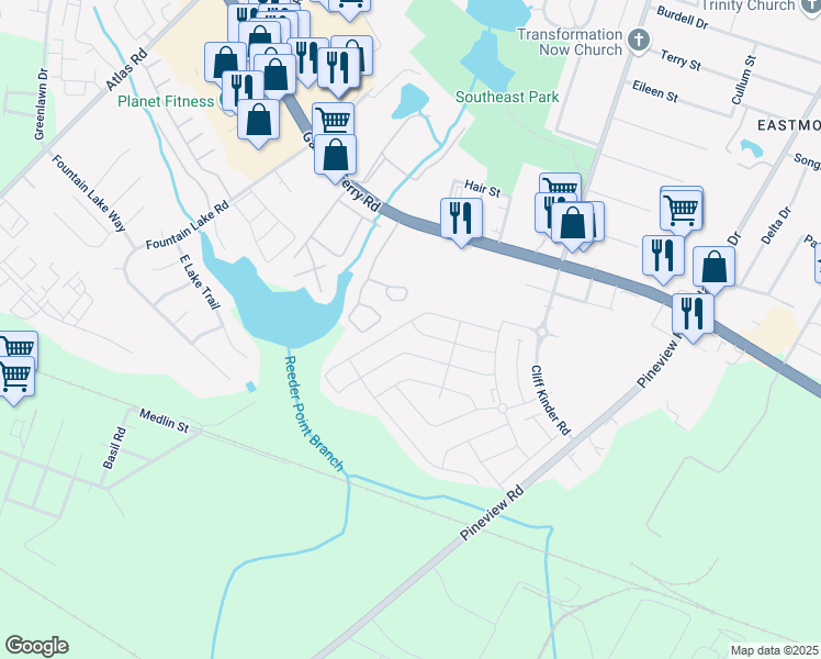 map of restaurants, bars, coffee shops, grocery stores, and more near 624 Scribes Lane in Columbia