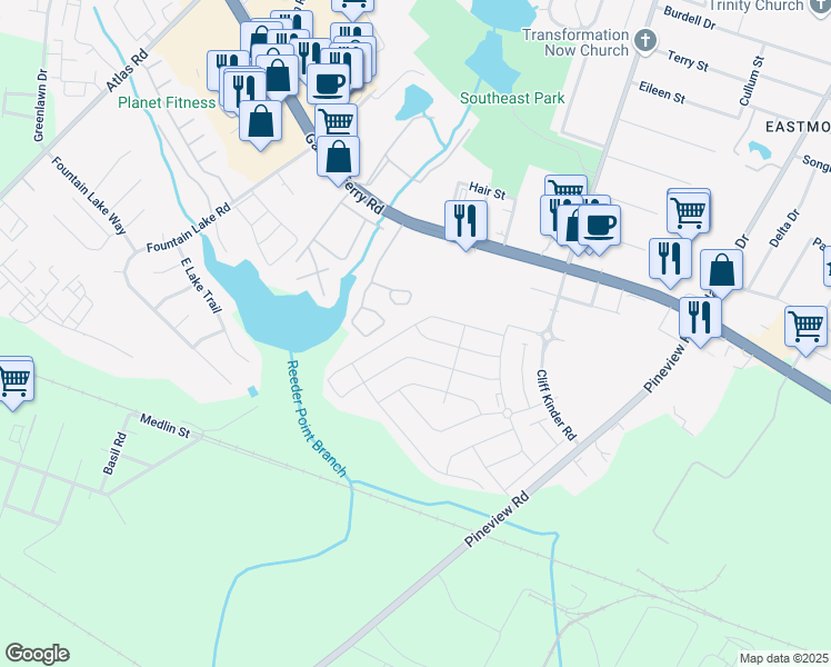 map of restaurants, bars, coffee shops, grocery stores, and more near 624 Scribes Lane in Columbia