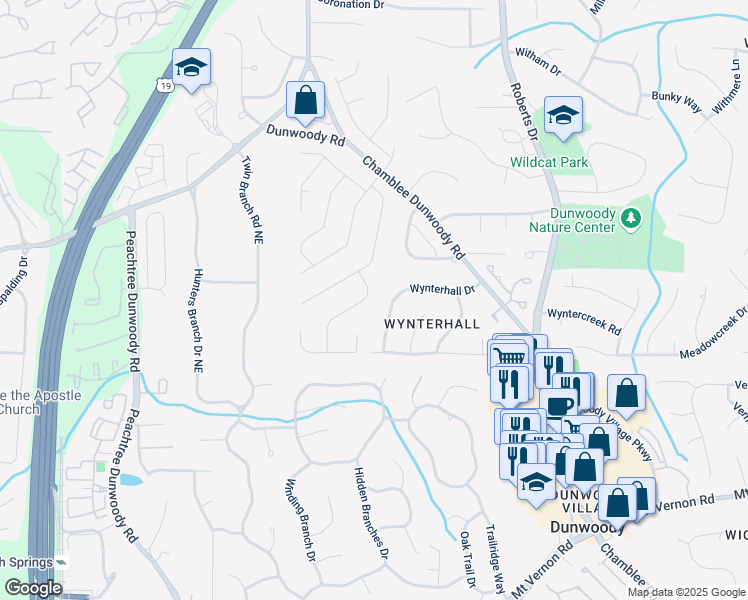 map of restaurants, bars, coffee shops, grocery stores, and more near 5275 Redfield Court in Dunwoody