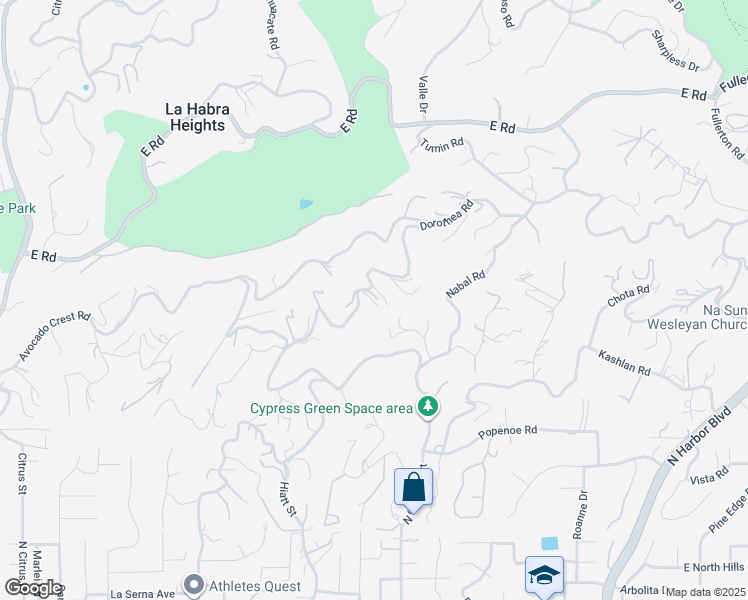 map of restaurants, bars, coffee shops, grocery stores, and more near 980 Dorothea Road in La Habra Heights