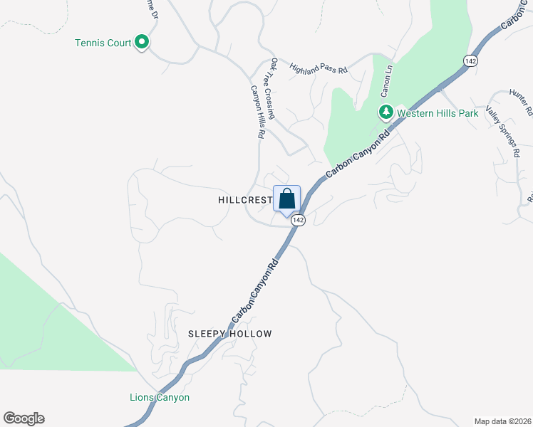 map of restaurants, bars, coffee shops, grocery stores, and more near 16475 Canyon Hills Road in Chino Hills