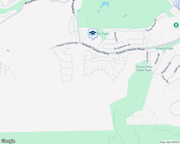 map of restaurants, bars, coffee shops, grocery stores, and more near 16462 Turnbury Court in Chino Hills