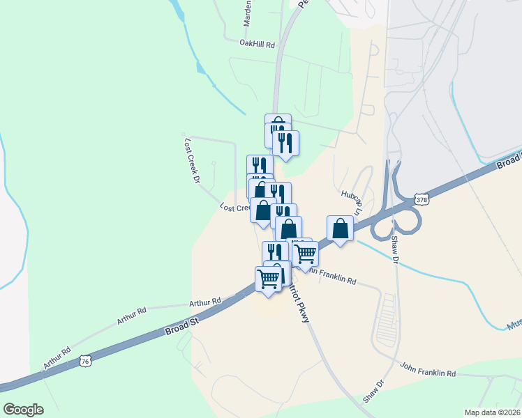 map of restaurants, bars, coffee shops, grocery stores, and more near 1240 Peach Orchard Road in Sumter