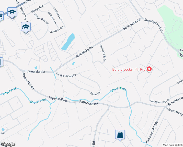 map of restaurants, bars, coffee shops, grocery stores, and more near 580 Saddle Path Bend in Lawrenceville