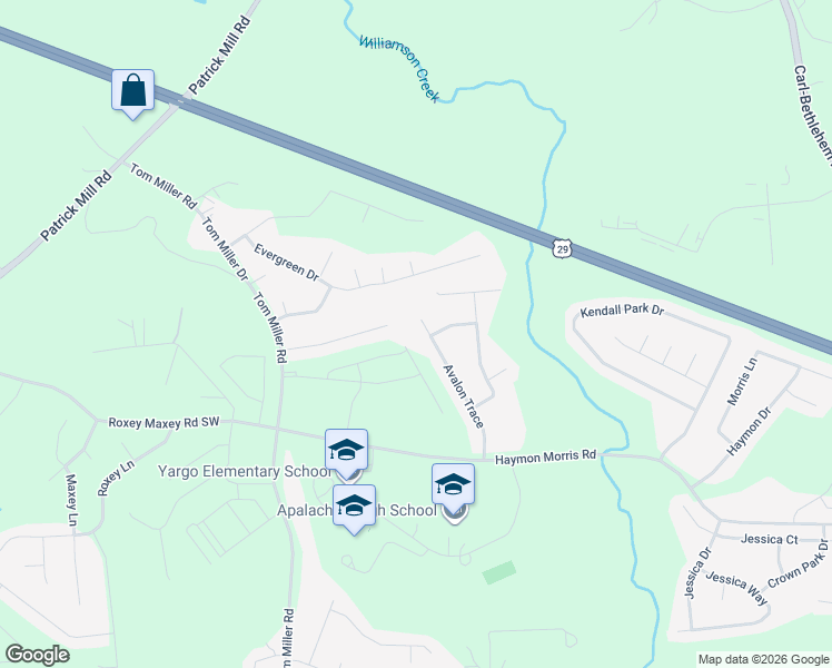 map of restaurants, bars, coffee shops, grocery stores, and more near 2236 Avalon Trace in Winder
