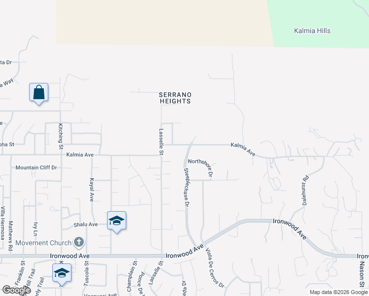 map of restaurants, bars, coffee shops, grocery stores, and more near 11481 Steeplechase Drive in Moreno Valley