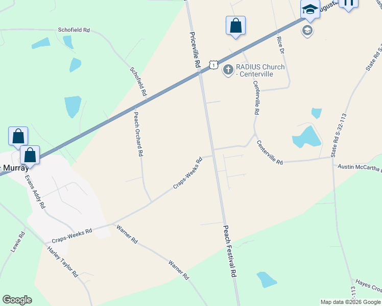 map of restaurants, bars, coffee shops, grocery stores, and more near 2 Peach Orchard Road in Gilbert