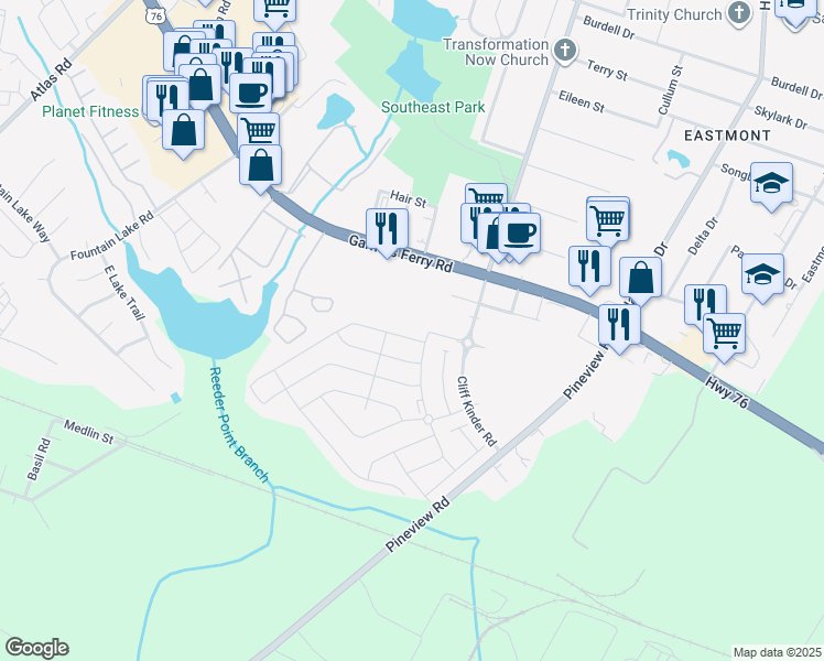 map of restaurants, bars, coffee shops, grocery stores, and more near 609 Clif Kinder Road in Columbia