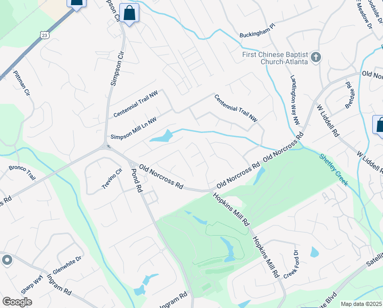 map of restaurants, bars, coffee shops, grocery stores, and more near 4575 Brook Farms Court in Duluth