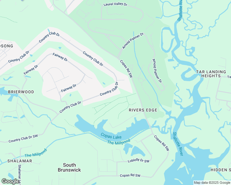 map of restaurants, bars, coffee shops, grocery stores, and more near 116 Country Club Drive in Shallotte