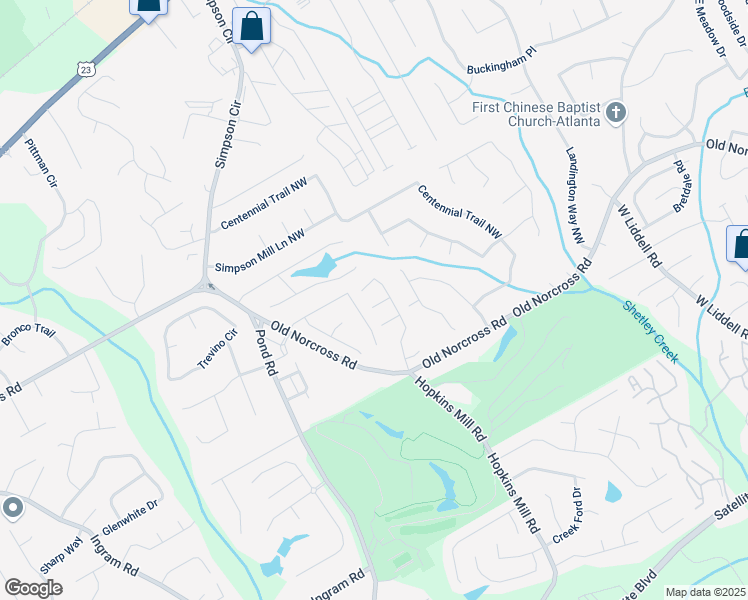 map of restaurants, bars, coffee shops, grocery stores, and more near 4575 Brook Farms Court in Duluth