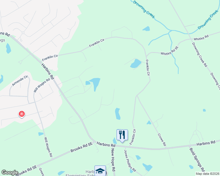 map of restaurants, bars, coffee shops, grocery stores, and more near 1900 Country Crest Way in Dacula