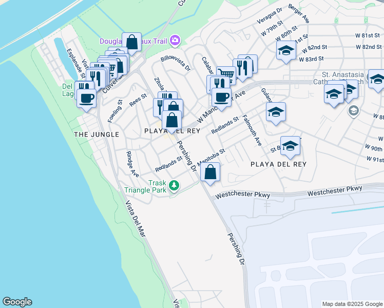 map of restaurants, bars, coffee shops, grocery stores, and more near 8700 West Talbert Street in Los Angeles