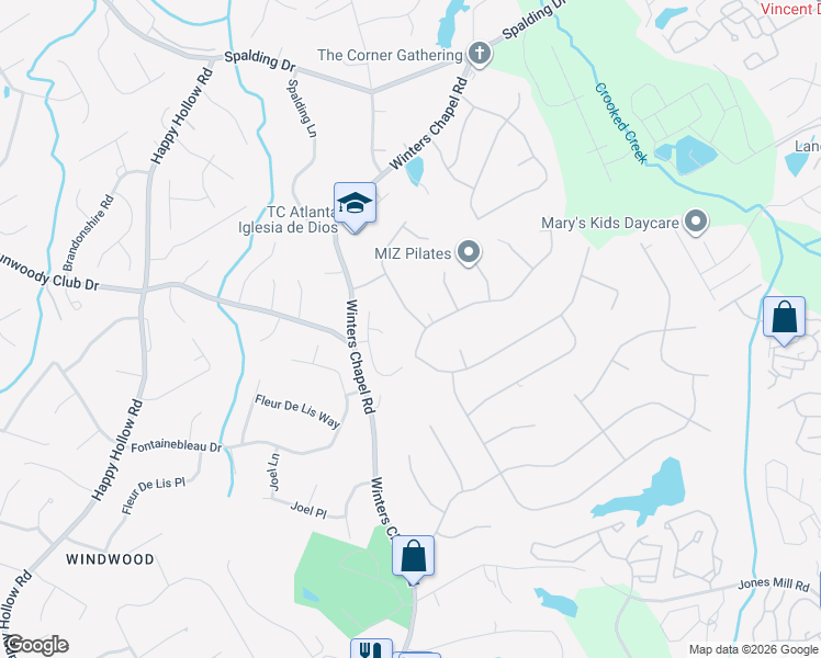 map of restaurants, bars, coffee shops, grocery stores, and more near 6889 Vic-Ar Road in Atlanta