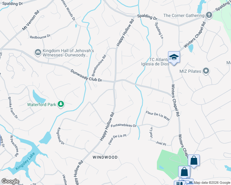 map of restaurants, bars, coffee shops, grocery stores, and more near 5325 Happy Hollow Road in Doraville