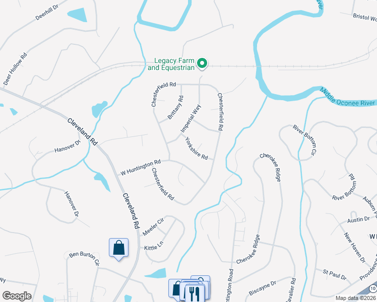 map of restaurants, bars, coffee shops, grocery stores, and more near 125 Yorkshire Road in Bogart