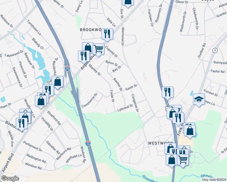 map of restaurants, bars, coffee shops, grocery stores, and more near 1914 Rauton Street in Cayce