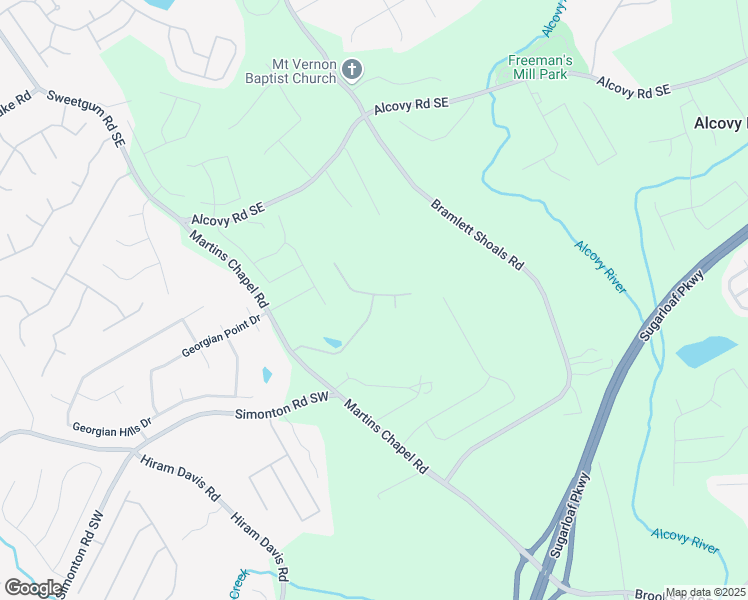 map of restaurants, bars, coffee shops, grocery stores, and more near 1355 Martins Down Drive Southeast in Lawrenceville