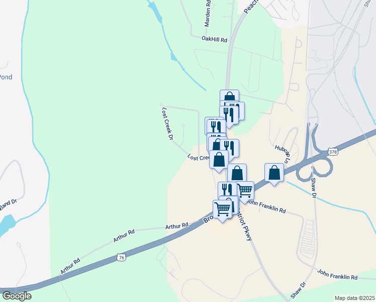 map of restaurants, bars, coffee shops, grocery stores, and more near 5705 Lost Creek Drive in Sumter